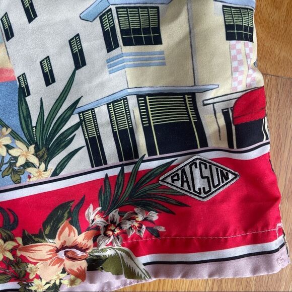 PACSUN Men’s Printed Havana Pink Bathing Swim Suit Size Small - Picture 5 of 12